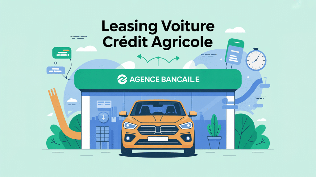credit agricole leasing voiture devant agence avec éléments flexibilité