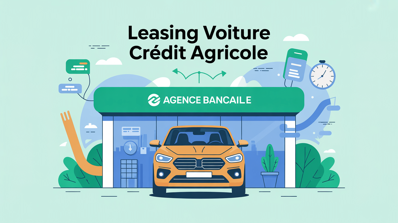 credit agricole leasing voiture devant agence avec éléments flexibilité