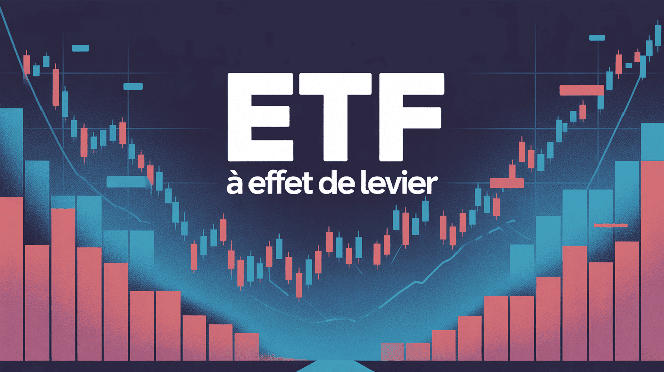 Illustration ETF à effet de levier avec graphiques et flèches