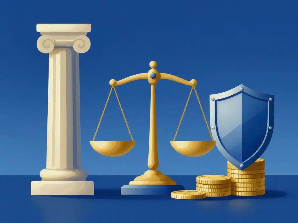 Illustration symbolique facteurs notation des banques françaises pilier balance shield