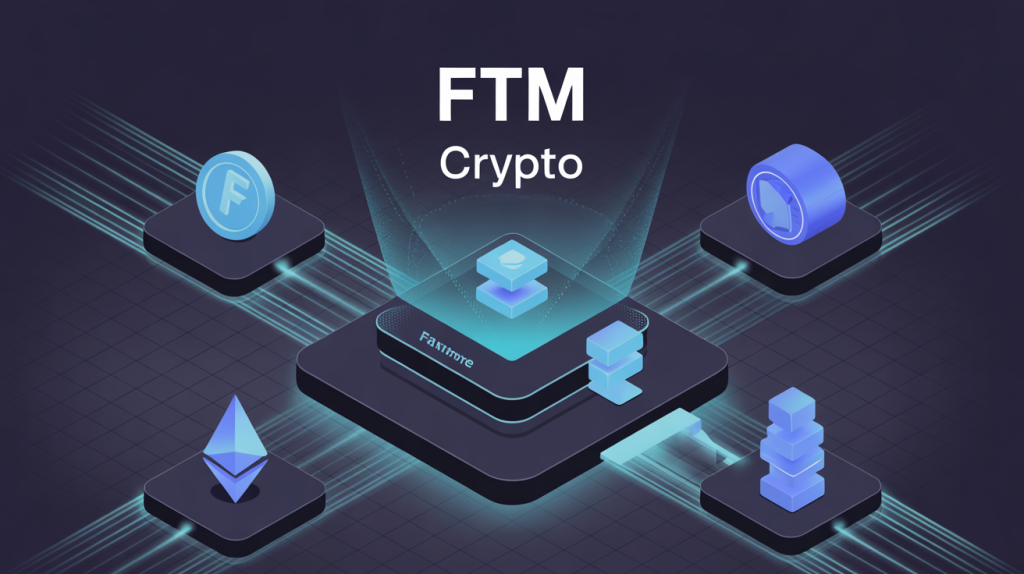 FTM crypto blockchain et DeFi illustration futuriste
