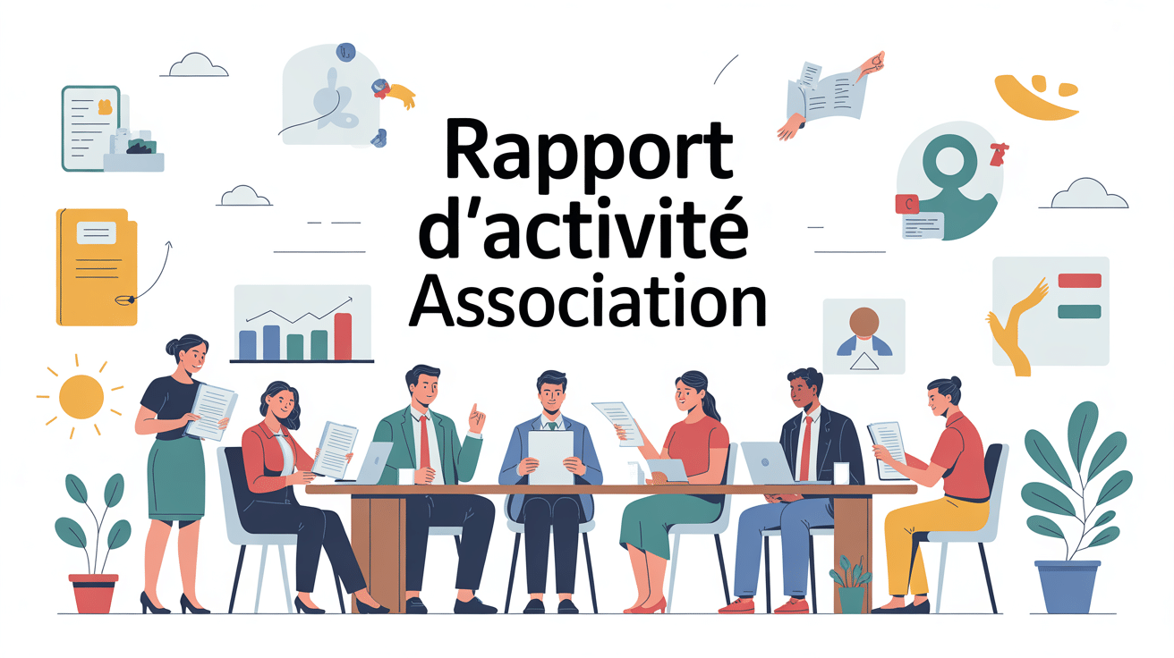 modèle rapport d'activité association Word salle réunion collaboratif