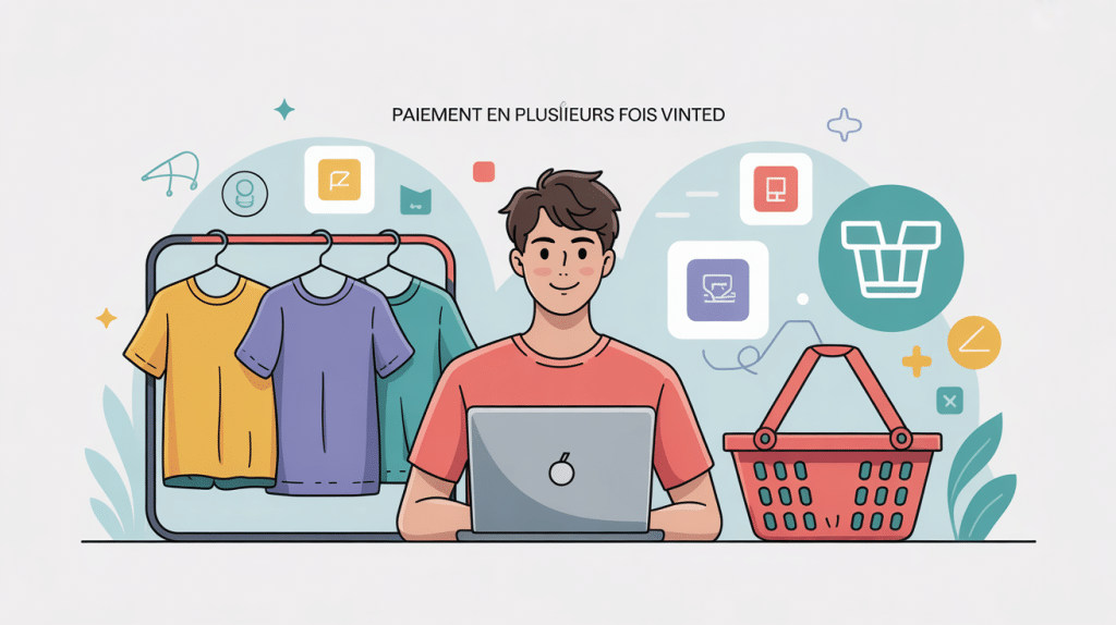 illustration paiement en plusieurs fois vinted utilisateur ordinateur