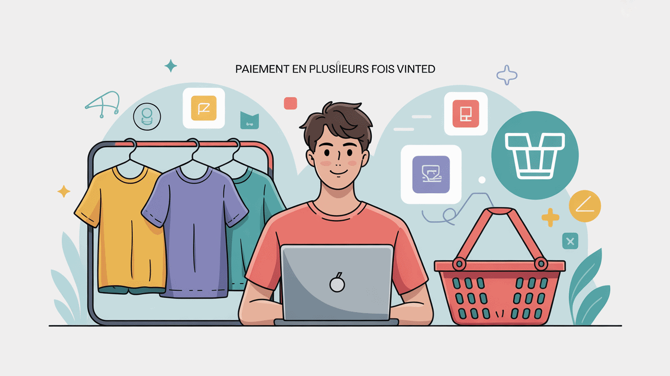 illustration paiement en plusieurs fois vinted utilisateur ordinateur