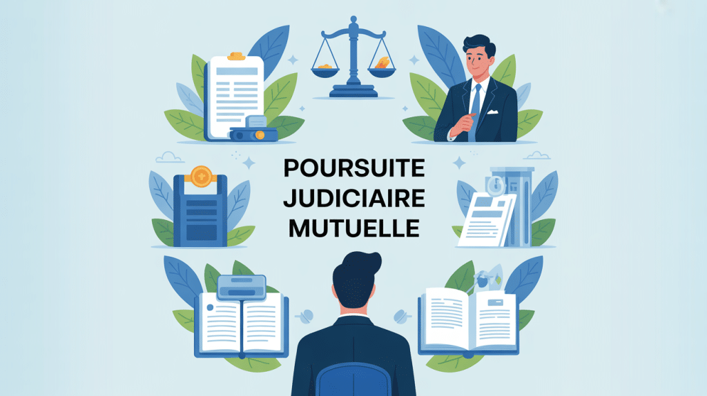 illustration poursuite judiciaire mutuelle dossiers et balance