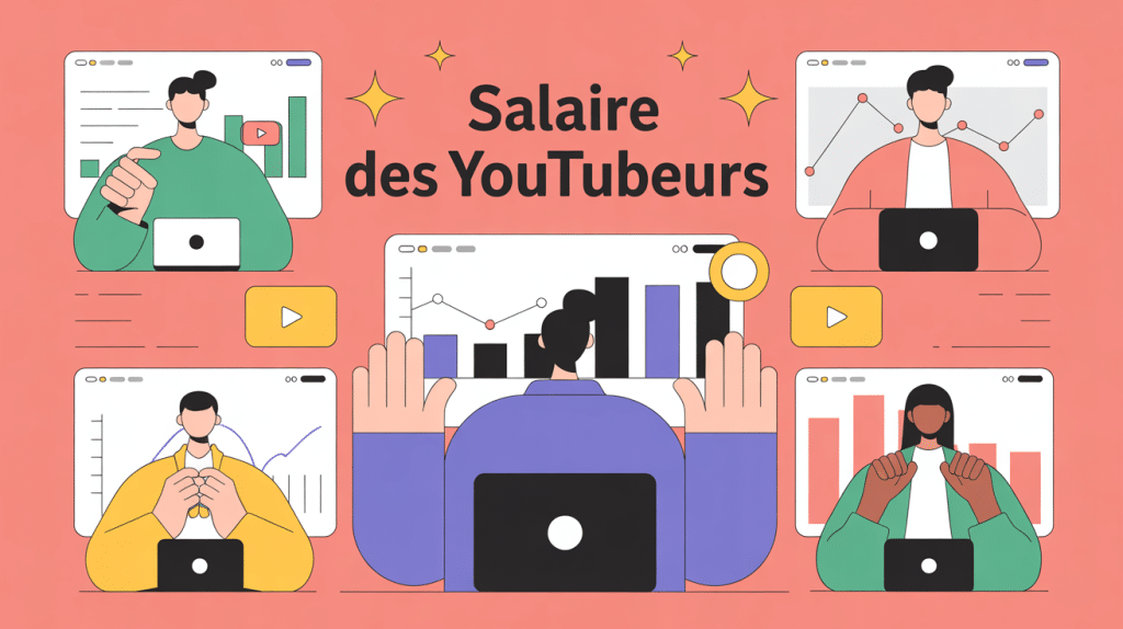 illustration salaire des youtubers créateurs écrans graphiques