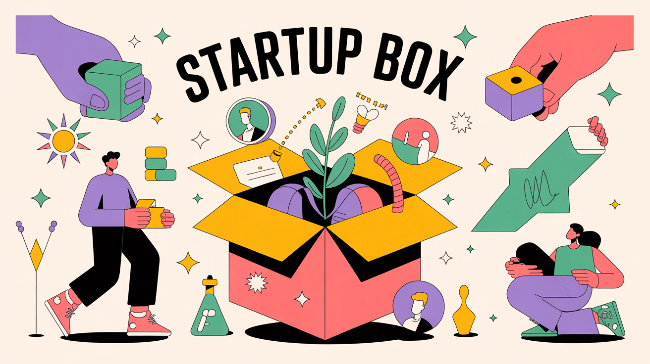 illustration startup box moderne et colorée