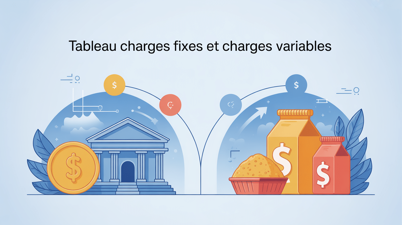 tableau charges fixes charges variables visuel balance icônes