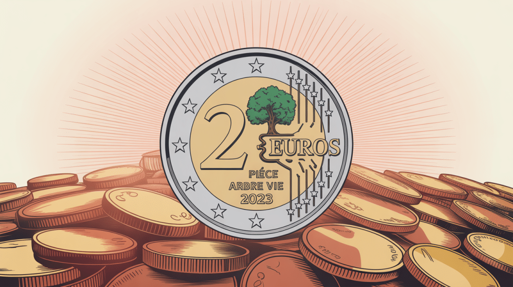 valeur pièce 2 euros arbre de vie 2023 illustration numismatique moderne