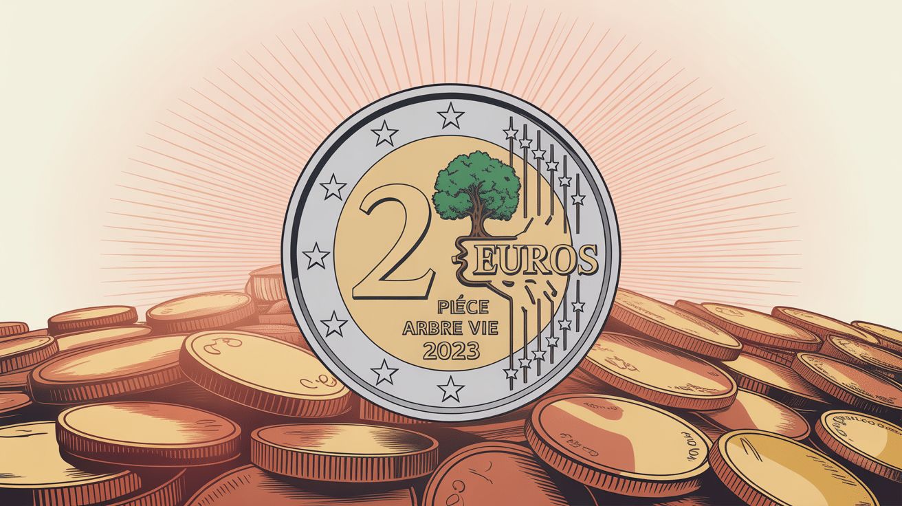 valeur pièce 2 euros arbre de vie 2023 illustration numismatique moderne
