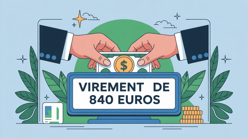 illustration virement 840 euros écran bancaire modernes