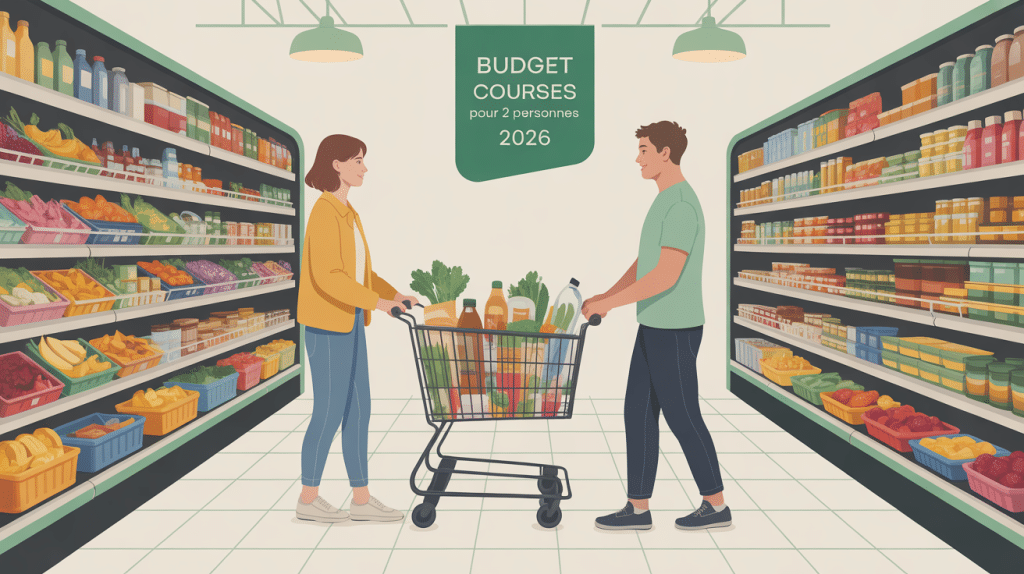 couple fait courses budget courses pour 2 personnes par mois 2024 supermarché