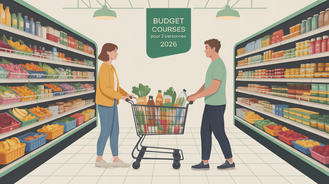 couple fait courses budget courses pour 2 personnes par mois 2024 supermarché