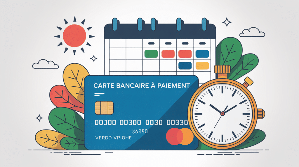 illustration carte bancaire à paiement différé sur calendrier