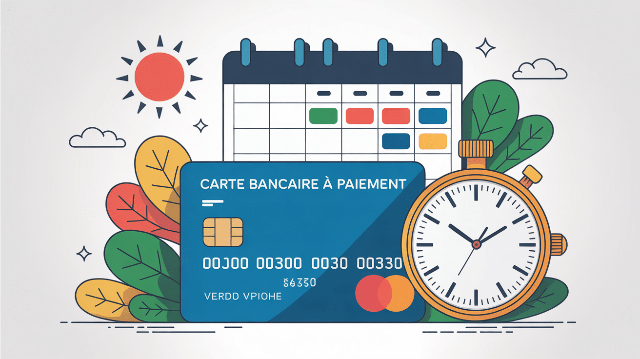 illustration carte bancaire à paiement différé sur calendrier
