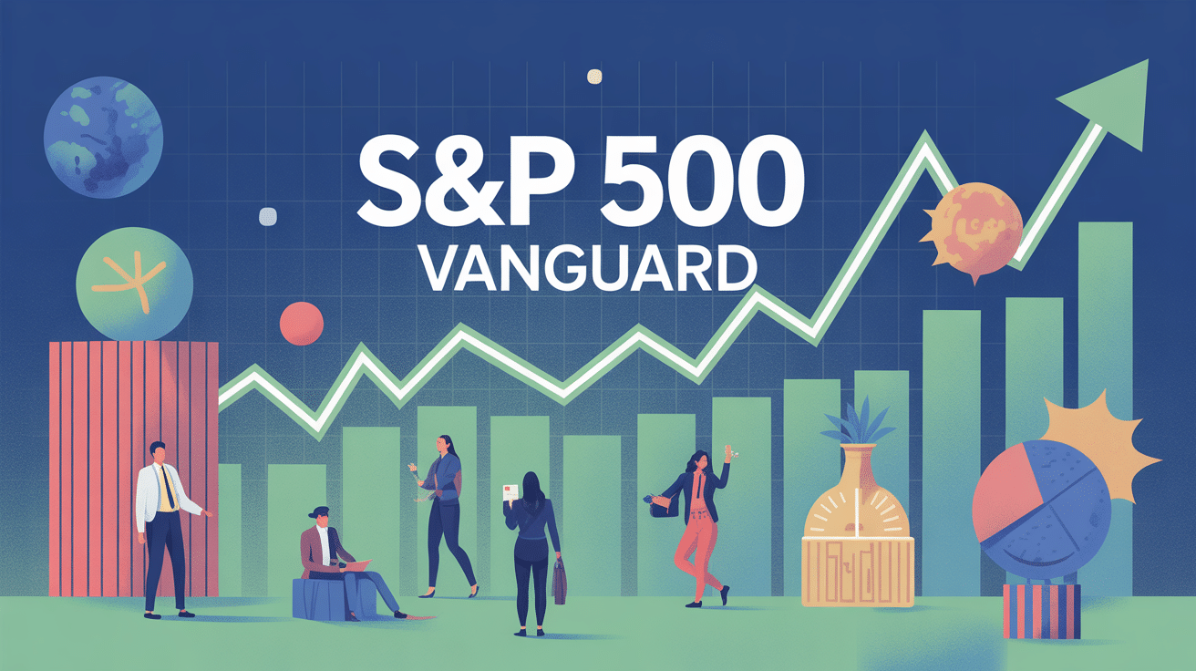 Investissement facile dans le s and p 500 vanguard, graphique et icônes