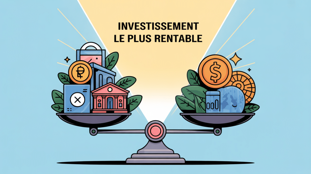 balance stylisée illustrant l'investissement le plus rentable au monde