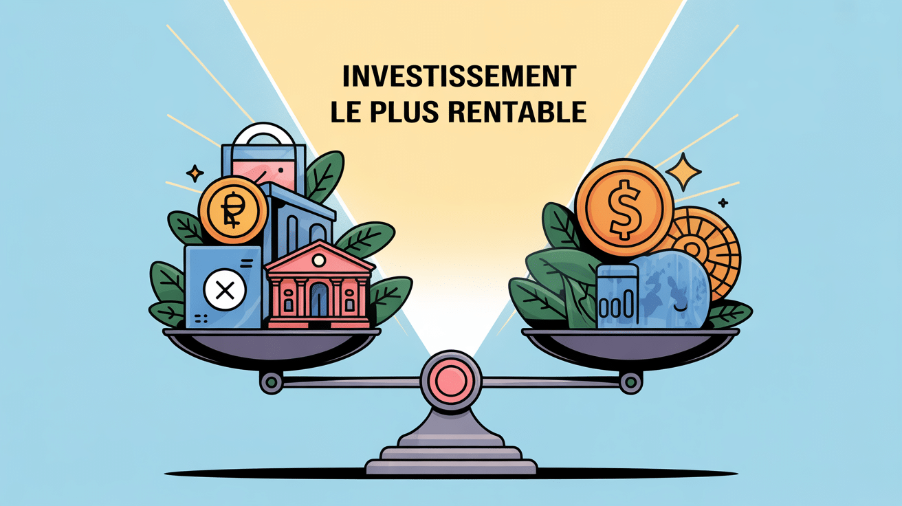 balance stylisée illustrant l'investissement le plus rentable au monde