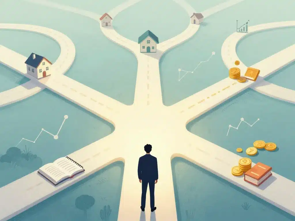 croisée des chemins illustrant la stratégie d'investissement le plus rentable au monde selon son profil