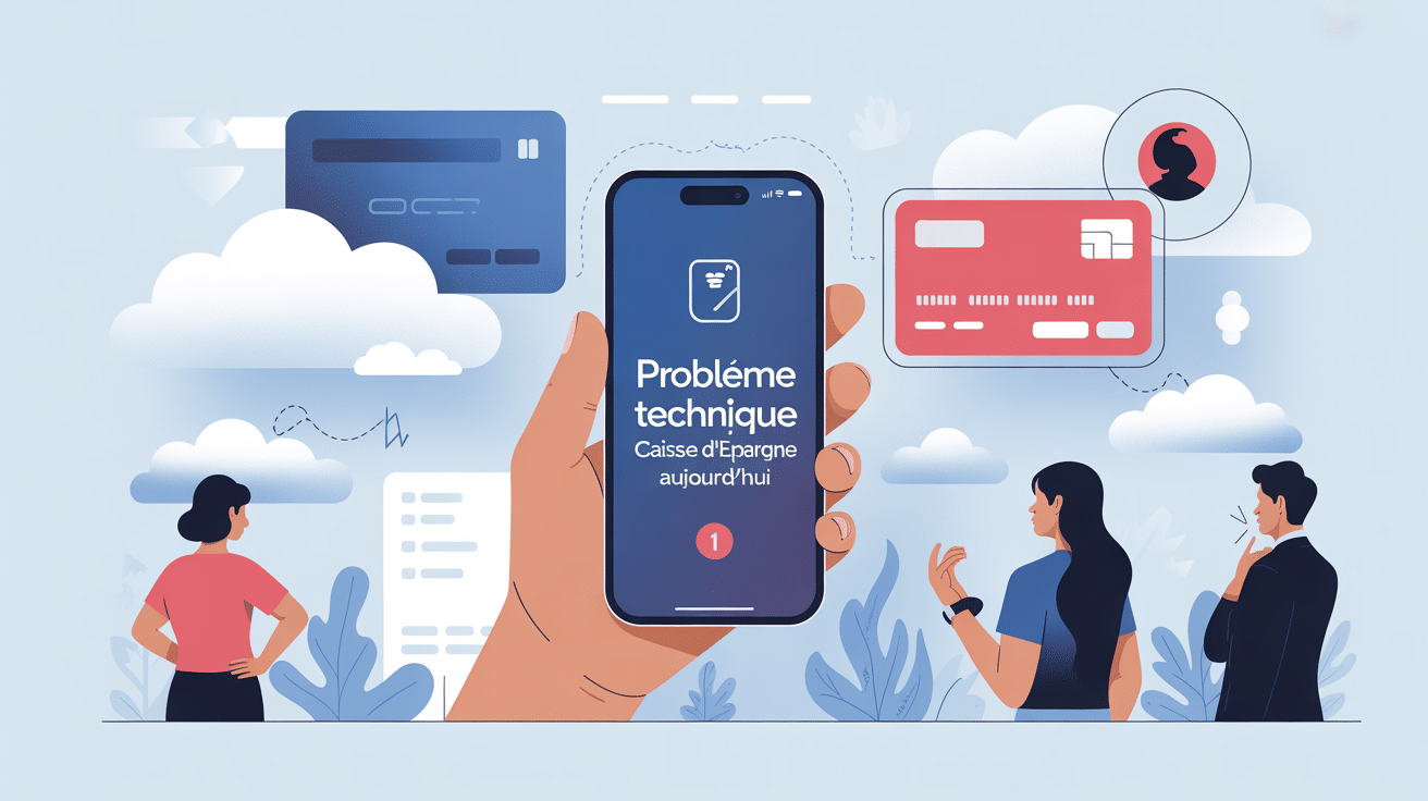 Problème technique Caisse d Épargne aujourd hui illustration smartphone et carte