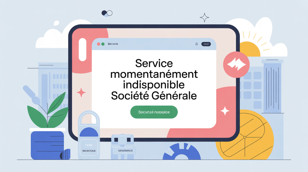 service momentanément indisponible société générale écran pop-up