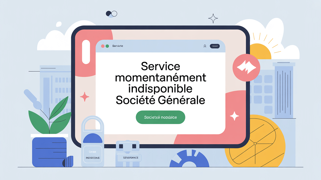 service momentanément indisponible société générale écran pop-up