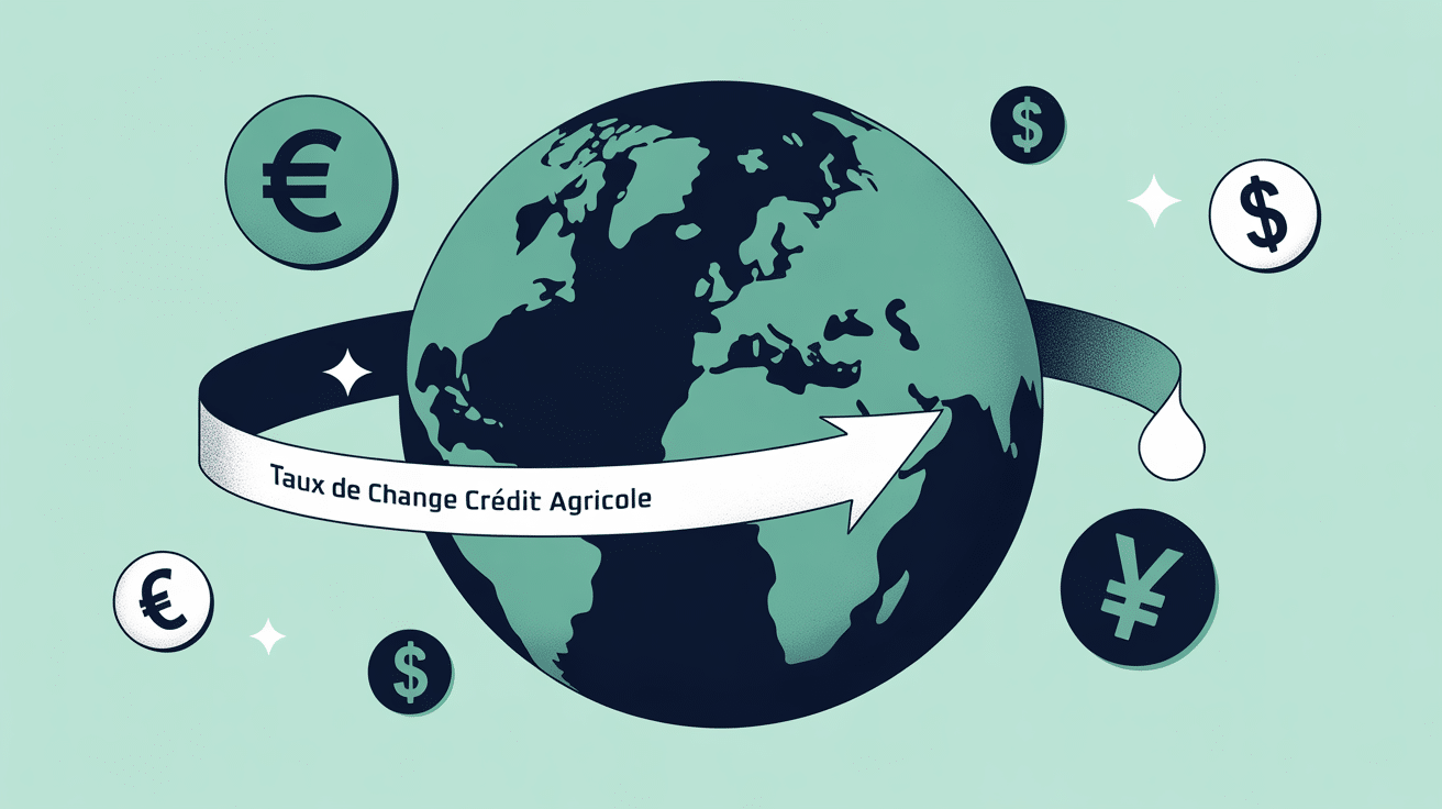 illustration taux de change credit agricole mappemonde et monnaies