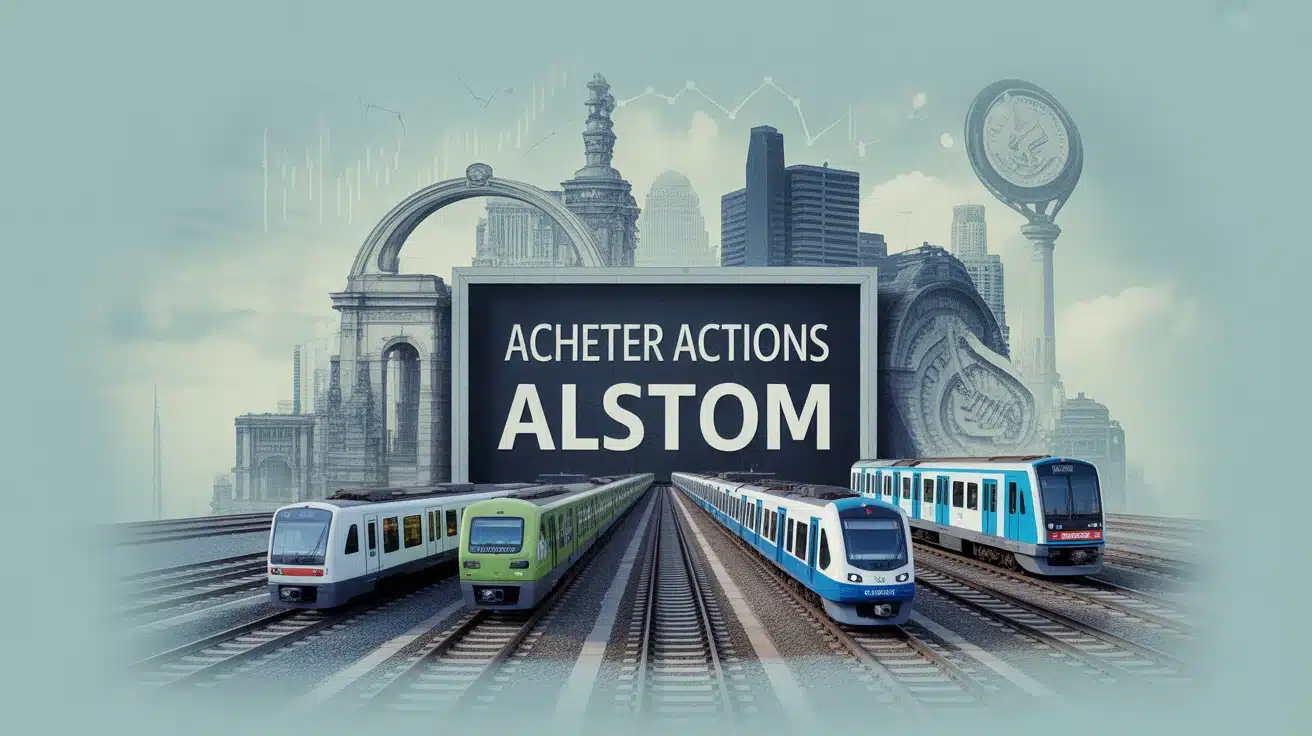 Illustration vectorielle moderne acheter actions Alstom finance et industrie ferroviaire