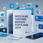 Brochure tarifaire Banque Populaire 2024 avec graphiques et icônes financières