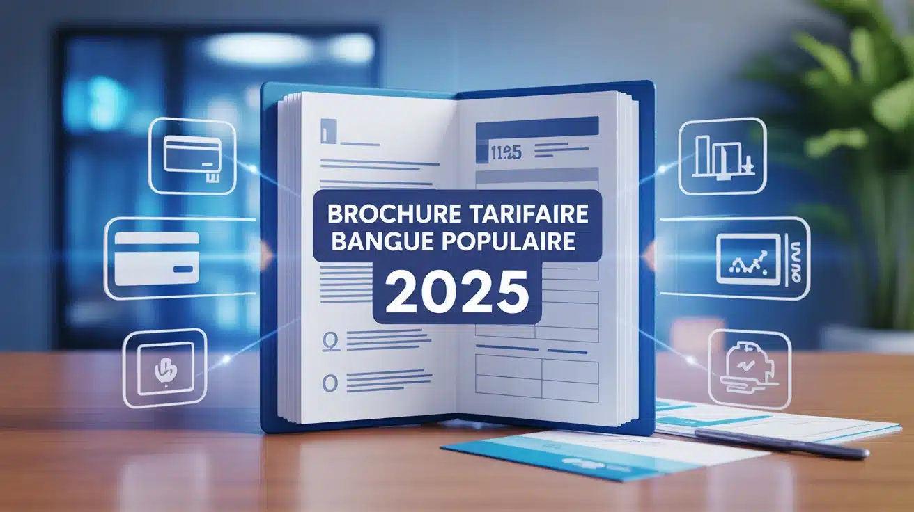 Brochure tarifaire Banque Populaire 2025 document avec cartes et graphiques