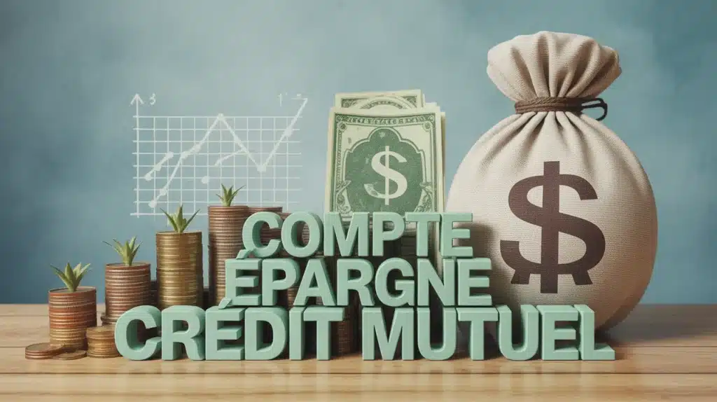 Illustration vectorielle compte épargne Crédit Mutuel avec livrets et pièces