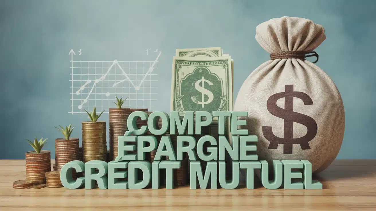 Illustration vectorielle compte épargne Crédit Mutuel avec livrets et pièces