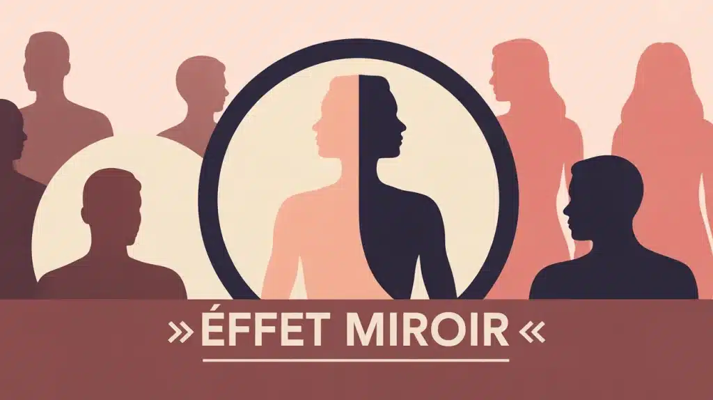 Illustration effet miroir silhouette claire et sombre