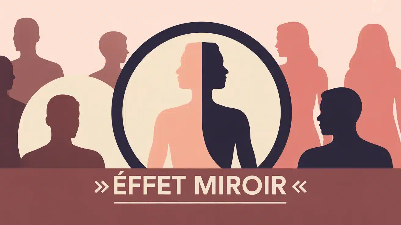 Illustration effet miroir silhouette claire et sombre