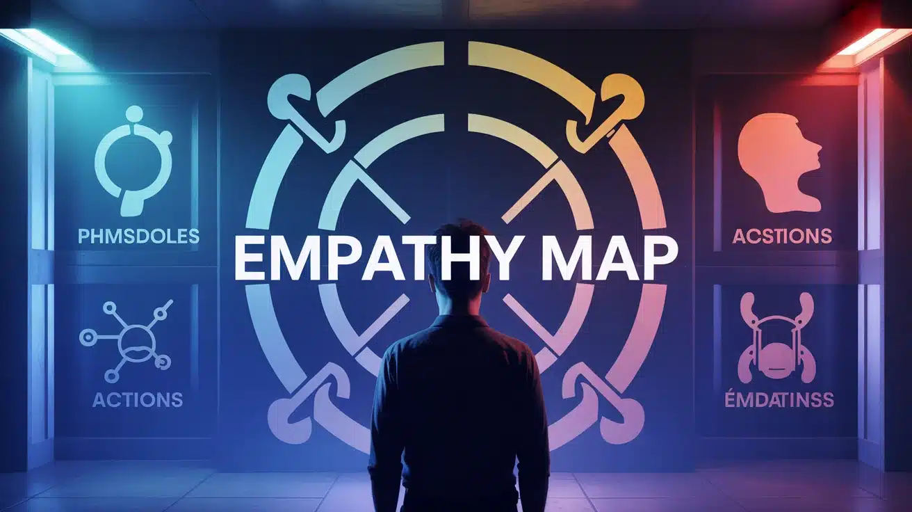 Carte d'empathie avec quatre quadrants et silhouette utilisateur