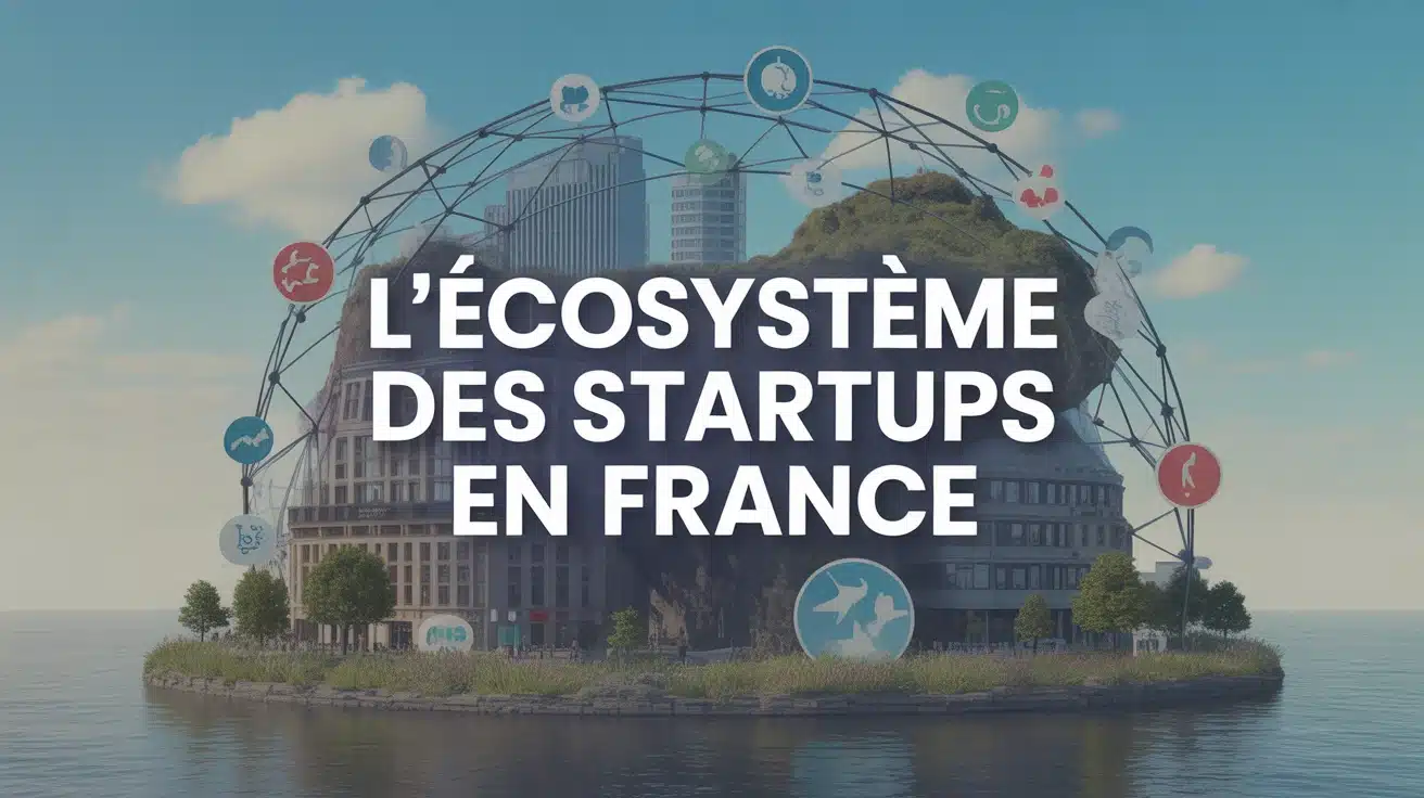 Illustration vectorielle de l'écosystème des startups en France avec innovation et durabilité