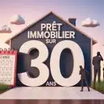 Illustration prêt immobilier sur 30 ans maison calendrier silhouettes