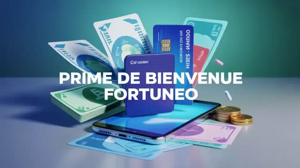 illustration prime de bienvenue Fortuneo cartes bancaires smartphone