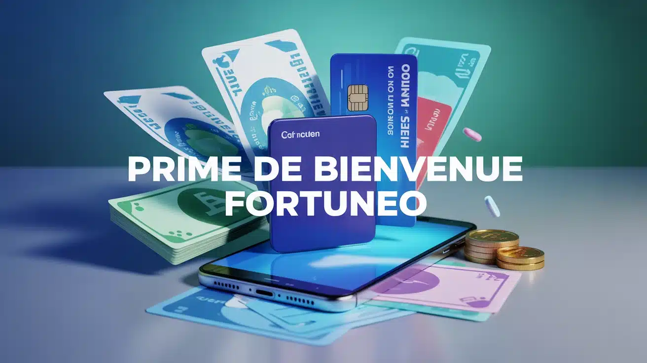 illustration prime de bienvenue Fortuneo cartes bancaires smartphone