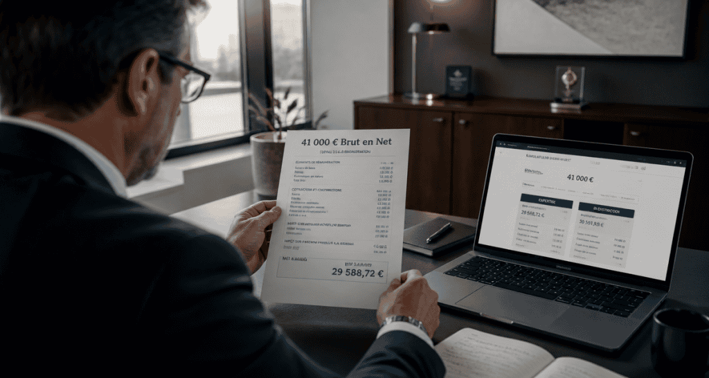 41000 brut en net fiche de paie