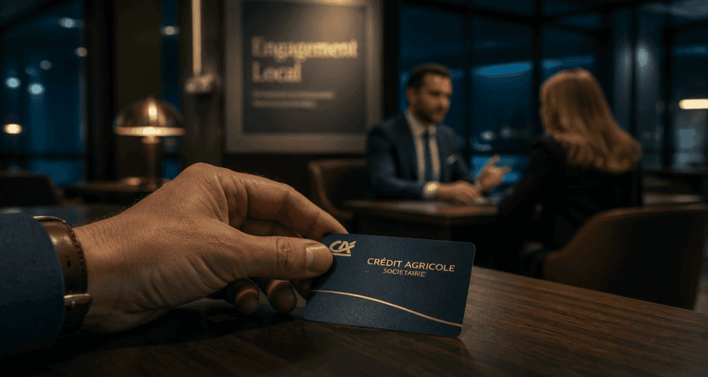 carte sociétaire crédit agricole sur comptoir en agence