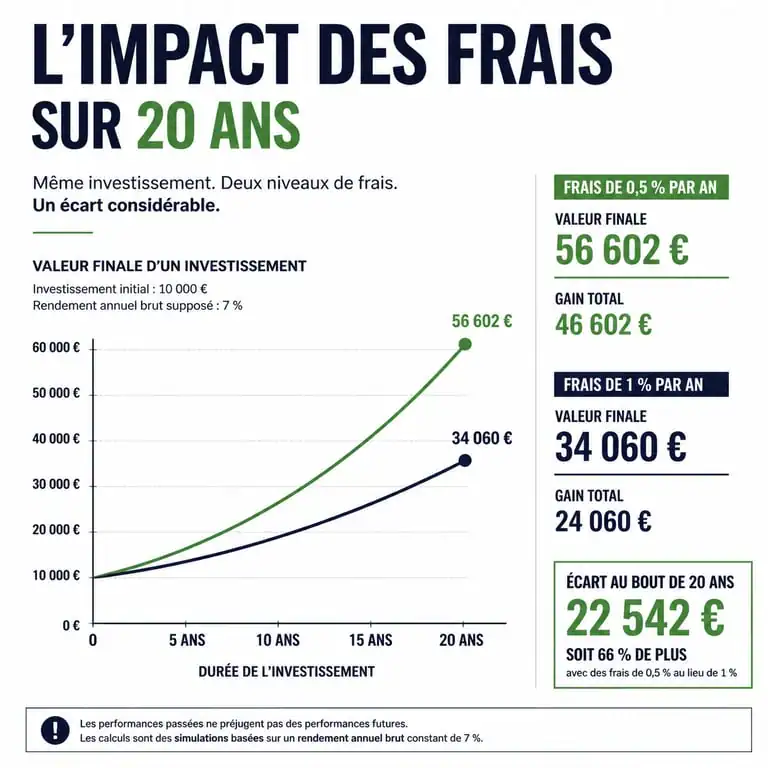 Impact des frais sur le rendement d'une assurance vie sur 20 ans