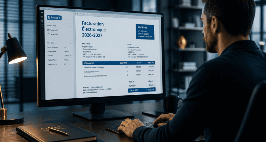 facture électronique auto entrepreneur sur écran