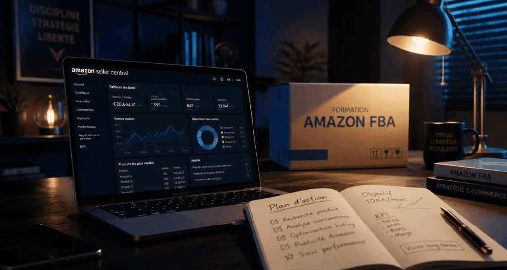 formation amazon fba ordinateur carnet carton
