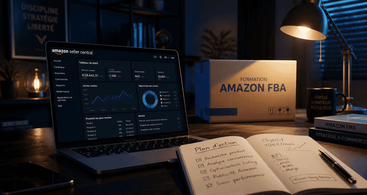 formation amazon fba ordinateur carnet carton