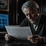 Homme inquiet pension fondu relevé bancaire
