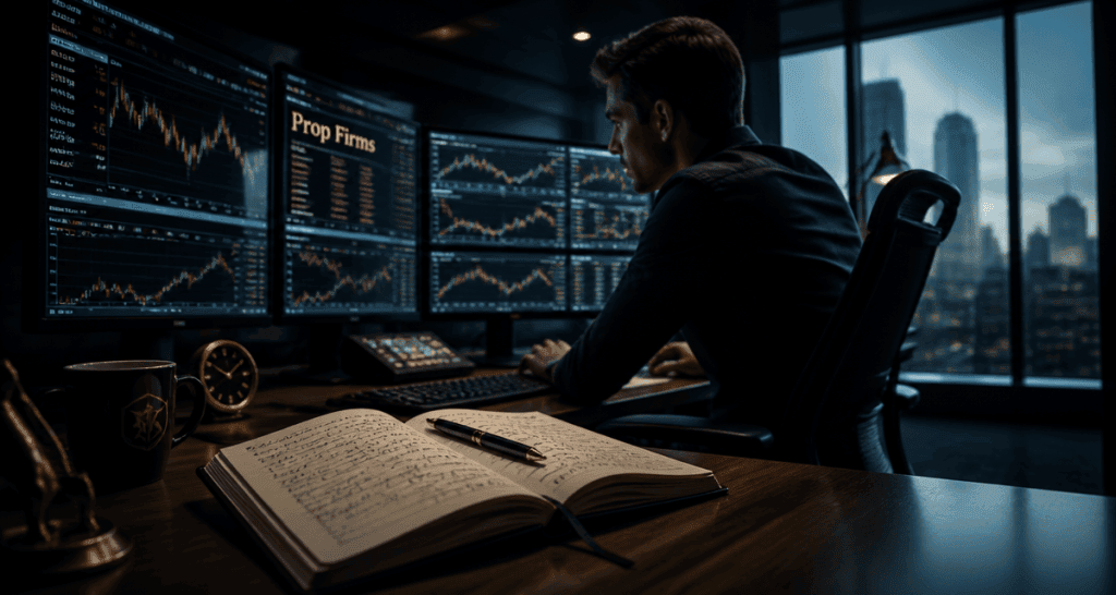 propfirm trader devant écrans graphiques