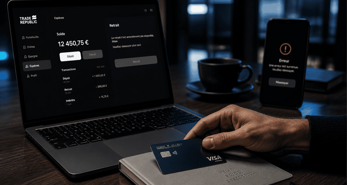 trade republic retrait impossible application bouton grisé