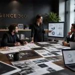 agence de communication 360 équipe réunion branding