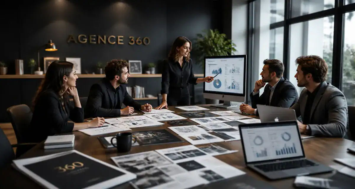 agence de communication 360 équipe réunion branding